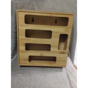 Bamboo Ziploc Bag Storage Organizer Kitchen Drawer Wall Organizer Bags Ziplock